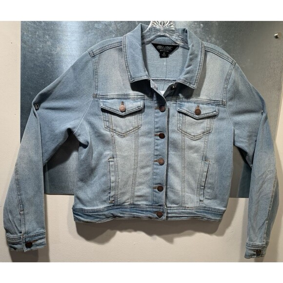 Jou Jou Premium Outerwear Stretch Denim Jacket New With Macy's Backstage Tag L - Picture 2 of 16